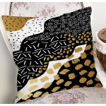 - 7824 - Realhomes Renkli Zemin Üzerinde Gold Detaylı Modern Desenli Modern Yastık Kırlent Kılıfı Realhomes