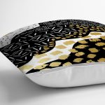 - 7824 - Realhomes Renkli Zemin Üzerinde Gold Detaylı Modern Desenli Modern Yastık Kırlent Kılıfı Realhomes