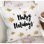 - 7825 - Realhomes Beyaz Zeminli Gold Renkli Kartanesi Dijital Baskılı Modern Yastık Kırlent Kılıfı Realhomes