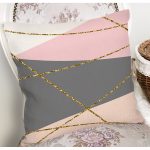 - 7829 - Realhomes  Pastel Zemin Üzerinde Gold Renkli Modern Çizgili Modern Yastık Kırlent Kılıfı Realhomes