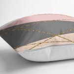 - 7829 - Realhomes  Pastel Zemin Üzerinde Gold Renkli Modern Çizgili Modern Yastık Kırlent Kılıfı Realhomes