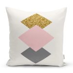 - 7830 - Realhomes  Renkli Zemin Üzerinde Renkli Geometrik Desenli Modern Yastık Kırlent Kılıfı Realhomes