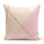 - 7831 - Realhomes Pastel Zemin Üzerinde Gold Detaylı Modern Çizgili Modern Yastık Kırlent Kılıfı Realhomes