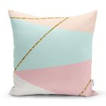 - 7833 - Realhomes Pastel Zeminli Üzerinde Gold Renkli Modern Çizgili Modern Yastık Kırlent Kılıfı Realhomes