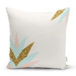Renkli Üzerinde Gold Detaylı Modern Yaprak Desenli Modern Yastık Kırlent Kılıfı Realhomes