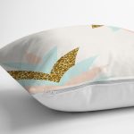 Renkli Üzerinde Gold Detaylı Modern Yaprak Desenli Modern Yastık Kırlent Kılıfı Realhomes