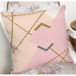 - 7835 - Realhomes Pastel Zemin Üzerinde Gold Detaylı Modern Çizgili Modern Yastık Kırlent Kılıfı Realhomes