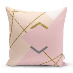 - 7835 - Realhomes Pastel Zemin Üzerinde Gold Detaylı Modern Çizgili Modern Yastık Kırlent Kılıfı Realhomes