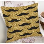 - 7837 - Realhomes  Gold Zemin Üzerinde Modern Desenli Dijital Baskılı Modern Yastık Kırlent Kılıfı Realhomes