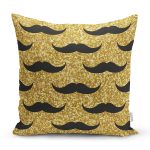 - 7837 - Realhomes  Gold Zemin Üzerinde Modern Desenli Dijital Baskılı Modern Yastık Kırlent Kılıfı Realhomes