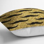 - 7837 - Realhomes  Gold Zemin Üzerinde Modern Desenli Dijital Baskılı Modern Yastık Kırlent Kılıfı Realhomes