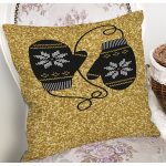 Gold Zemin Üzerinde Modern Desen İşlemeli Eldiven Modern Yastık Kırlent Kılıfı Realhomes