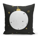 Siyah Zemin Üzerinde Gold Yıldız Detaylı Abajur Modern Yastık Kırlent Kılıfı Realhomes
