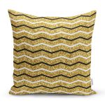 Gold Zemin Üzerinde Modern Renkli Zigzag Desenli Modern Yastık Kırlent Kılıfı Realhomes