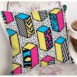 Beyaz Zemin Üzerinde Renkli Geometrik Desenli Dijital Baskılı Modern Yastık Kılıfı Realhomes