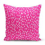 - 7846 - Realhomes Pembe Zeminli Beyaz Puantiye Desenli Dijital Baskılı Modern Yastık Kırlent Kılıfı Realhomes