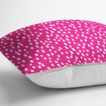 - 7846 - Realhomes Pembe Zeminli Beyaz Puantiye Desenli Dijital Baskılı Modern Yastık Kırlent Kılıfı Realhomes