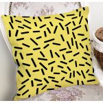 - 7847 - Realhomes Sarı Zeminli Siyah Puantiye Desenli Dijital Baskılı Modern Yastık Kırlent Kılıfı Realhomes