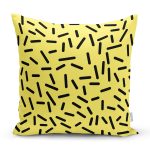 - 7847 - Realhomes Sarı Zeminli Siyah Puantiye Desenli Dijital Baskılı Modern Yastık Kırlent Kılıfı Realhomes