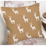 - 7850 - Realhomes  Renkli Zemin Üzerinde Geyik Desenli Dijital Baskılı Modern Yastık Kırlent Kılıfı Realhomes