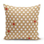 Renkli Zeminli Beyaz Puantiyeli Dijital Baskılı Modern Yastık Kırlent Kılıfı Realhomes