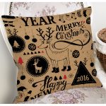 - 7853 - Realhomes Renkli Zemin Üzerinde Yılbaşı Desenli Merry Christmas Yazılı Yastık Kırlent Kılıfı Realhomes