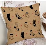 Renkli Zeminli Modern Çorap Desenli Dijital Baskılı Modern Yastık Kırlent Kılıfı Realhomes