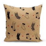 Renkli Zeminli Modern Çorap Desenli Dijital Baskılı Modern Yastık Kırlent Kılıfı Realhomes