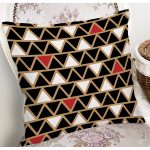 Siyah Zemin Üzerinde Gold Renkli Geometrik Desenli Modern Yastık Kırlent Kılıfı Realhomes