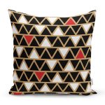 Siyah Zemin Üzerinde Gold Renkli Geometrik Desenli Modern Yastık Kırlent Kılıfı Realhomes