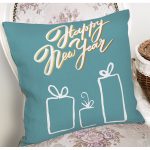 Renkli Zemin Üzerinde Yılbaşı Temalı Dijital Baskılı Modern Yastık Kırlent Kılıfı Realhomes