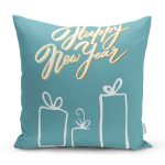 Renkli Zemin Üzerinde Yılbaşı Temalı Dijital Baskılı Modern Yastık Kırlent Kılıfı Realhomes