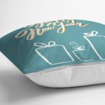 Renkli Zemin Üzerinde Yılbaşı Temalı Dijital Baskılı Modern Yastık Kırlent Kılıfı Realhomes