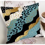 Siyah Zeminli Renkli Modern Desenli Dijital Baskılı Modern Yastık Kırlent Kılıfı Realhomes