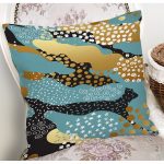 - 7860 - Realhomes Siyah Zeminli Renkli Modern Desenli Dijital Baskılı Modern Yastık Kırlent Kılıfı Realhomes