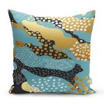 - 7860 - Realhomes Siyah Zeminli Renkli Modern Desenli Dijital Baskılı Modern Yastık Kırlent Kılıfı Realhomes