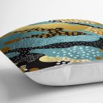 - 7860 - Realhomes Siyah Zeminli Renkli Modern Desenli Dijital Baskılı Modern Yastık Kırlent Kılıfı Realhomes