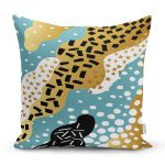 Renkli Zemin Üzerinde Modern Desenli Dijital Baskılı Modern Yastık Kırlent Kılıfı Realhomes