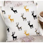Beyaz Zemin Üzerinde Modern Geyik Desenli Yastık Kırlent Kılıfı Realhomes