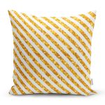 - 7865 - Realhomes Beyaz Zemin Üzerinde Gold Renkli Yatay Çizgili Modern Yastık Kırlent Kılıfı Realhomes