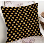 Siyah Zeminli Gold Renkli Puantiyeli Dijital Baskılı Modern Yastık Kırlent Kılıfı Realhomes