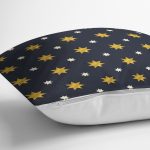 Renkli Zemin Üzerinde Gold Detaylı Yıldız Desenli Modern Yastık Kırlent Kılıfı Realhomes