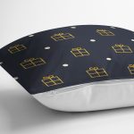 Renkli Zemin Üzerinde Gold Renkli Hediye Paketi Desenli Yastık Kırlent Kılıfı Realhomes