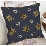 - 7874 - Realhomes Renkli Zemin Üzerinde Gold Detaylı Yıldız Desenli Modern Yastık Kırlent Kılıfı Realhomes