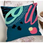 - 7878 - Realhomes Renkli Zemin Üzerinde Soyut Çizimli Modern Geometrik Desen Yastık Kırlent Kılıfı Realhomes