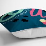 - 7878 - Realhomes Renkli Zemin Üzerinde Soyut Çizimli Modern Geometrik Desen Yastık Kırlent Kılıfı Realhomes