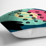 - 7879 - Realhomes Renkli Zemin Üzerinde Soyut Çizimli Modern Geometrik Desen Yastık Kırlent Kılıfı Realhomes