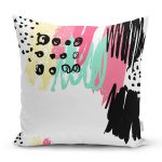 Beyaz Zemin Üzerinde Soyut Çizimli Renkli Desen Çalışması Yastık Kırlent Kılıfı Realhomes