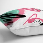 - 7881 - Realhomes Beyaz Zemin Üzerinde Soyut Çizimli Renkli Desen Çalışması Yastık Kırlent Kılıfı Realhomes