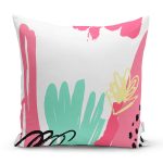 - 7883 - Realhomes Beyaz Zemin Üzerinde Renkli Çizimli Geometrik Desen Yastık Kırlent Kılıfı Realhomes